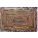 Tapis Ethnique en Jute et Coton tress 180 x 120 cm