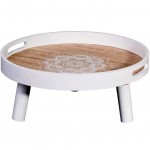 Plateau Mandala Ethnique en bois 38 cm, sur pied