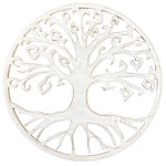 Dcoration murale arbre de vie en bois blanc patin 40 cm
