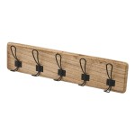 Porte-manteau mural bois Paulownia naturel 5 crochets
