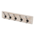Porte-manteau mural bois Paulownia blanchi 5 crochets
