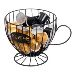 Porte-capsules caf� tasse m�tal noir 19 x 15 x 13 cm