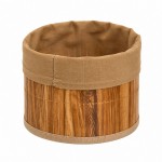 Panier rond bambou et tissu marron 17,5 cm