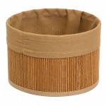Panier de rangement rond bambou et tissu marron 23 cm