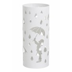 Porte-parapluie rond blanc m�tal motif pluie 49 cm