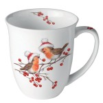 Mug en porcelaine fine  Rouge-gorges de Nol