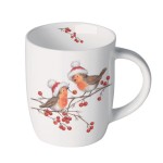 Petit mug en porcelaine fine  Rouge-gorges dhiver