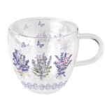 Tasse  th double paroi lavande et papillons