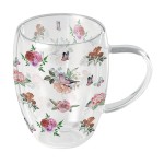 Tasse en verre double paroi Charlotte Fleurs, Oiseaux, Papillons