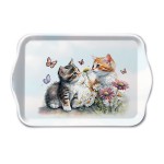Mini plateau rectangulaire chatons et fleurs sauvages