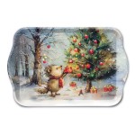 Mini plateau h�risson et sapin d�cor� 20,5 x 13,5 cm