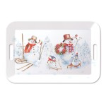 Plateau rectangulaire Bonhommes de Neige  46,5 x 32,5 cm