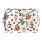 Plateau de No�l � Enfants et bonhomme de neige 20,5 x 13,5 cm