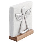 Porte-serviettes en bois de manguier et mtal  Ange argent