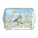 Mini plateau rectangulaire msange et fleurs de printemps
