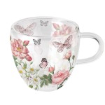 Tasse  th double paroi Papillons et Fleurs Roses