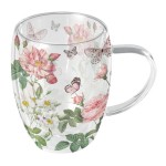 Tasse Double Paroi  Papillons et Fleurs Romantiques