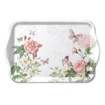 Mini plateau rectangulaire en mlamine  fleurs et papillons