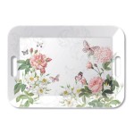 Plateau en mlamine  fleurs anglaises et papillon