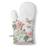 Gant de cuisine fleurs roses et papillons 18 x 30 cm