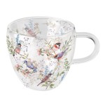 Tasse  th double paroi Papillons et Fleurs Roses