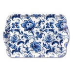 Mini plateau rectangulaire en mlamine  fleurs bleues