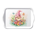 Mini plateau rectangulaire gnome et fleurs enchantes