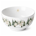 Bol en porcelaine fine d�cor Village de No�l