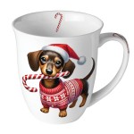 Mug en porcelaine fine Teckel de No�l