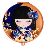Miroir de poche double face Rikiyo carpes ko� bleu et cuivr�