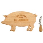 Coffret planche ap�ritif en bambou - Tout est bon dans le cochon