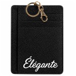 Porte-cartes porte-cl�s �l�gante en polyester paillet� noir