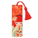 Marque-page Kimmidoll Hiyori avec pompon rose saumon