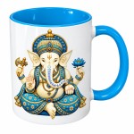 Mug Ganesh int�rieur bleu clair en c�ramique 350 ml