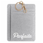 Porte-cartes porte-cl�s Parfaite en polyester paillet� argent